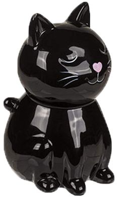 Spardose Katzen Figur Keramik schwarz mit Schloß Kätzchen Geschenk Sparschwein