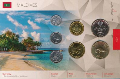 Malediven Kursmünzenset stgl. verschweisst in Karte*