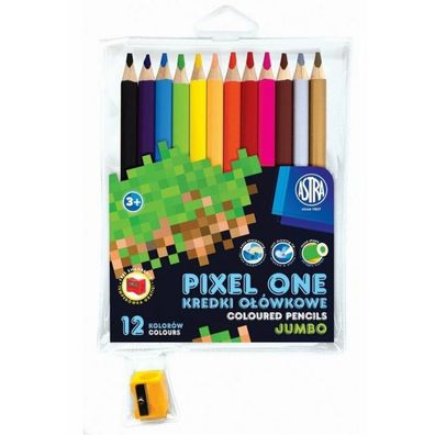 ASTRA Buntstifte Pixel One 12pcs Jumbo mit Bleistiftspitzer