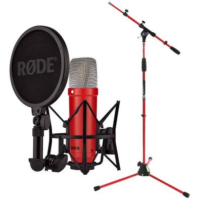 Rode NT1 Signature Red Mikrofon Rot mit Stativ in Rot