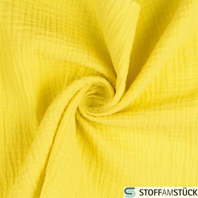 Stoff Baumwolle Musselin gelb Double Gauze Gaze Kleider Tücher