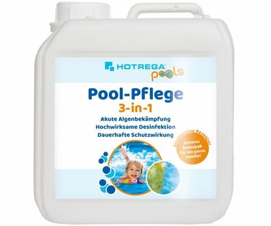 Hotrega® Pool - Pflege 3 in 1 für Pools Planschbecken Schwimmbäder 2 L Kanister