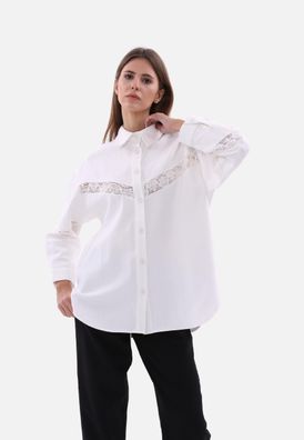 Damenhemd mit Spitze-Details One-Size Blusen Langarm