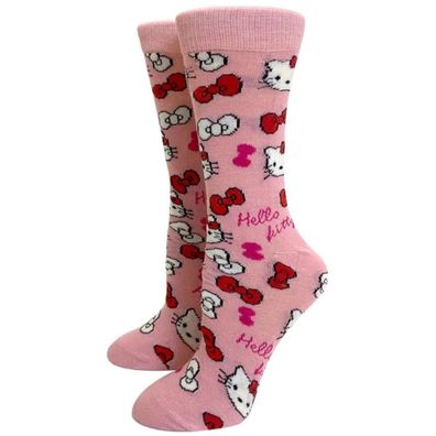 HELLO KITTY Socken Hallo Kätzchen Cartoon Socken Rosa Socken mit Hello Kitty Motiv
