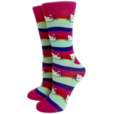 HELLO KITTY Socken Hallo Kätzchen Socken Bunte Cartoon Socken mit Hello Kitty Motiv