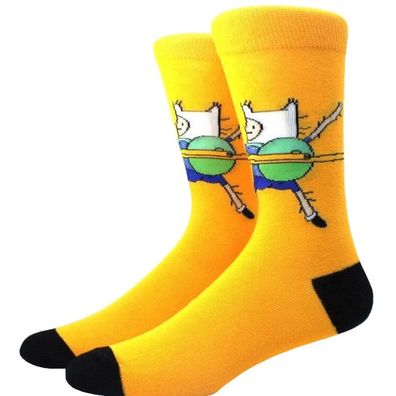 Adventure Time Socken - Cartoon Network Gelbe Socken in 3/4-Länge mit Finn Motiv