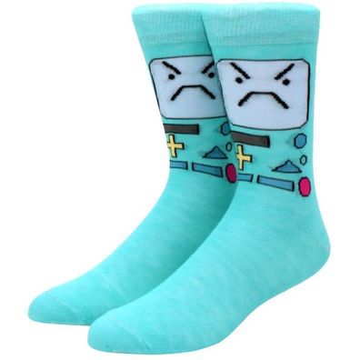 Adventure Time BMO Socken - Cartoon Network Blaue Socken in 3/4-Länge mit BMO Motiv