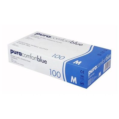 AMPri Pura Comfort blue Nitrilhandschuhe, blau -Karton | Packung (100 Handschuhe)