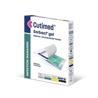 Cutimed® Sorbact® Gel Kompresse steril 7,5 x 7,5 cm 12 Stück