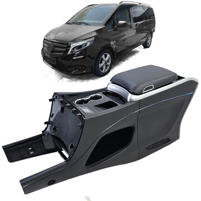 Luxus Mittelkonsole Schwarz mit Kühlschrank für Mercedes Vito Automatik ab 2014
