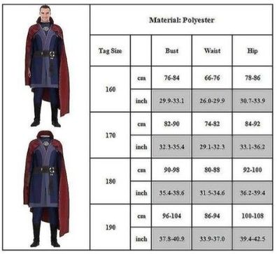 Men´s Doctor Strange Cosplay Party Jumpsuit with Cape Dress Up Set