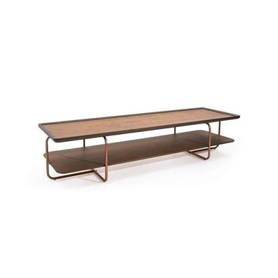 Brown Living Room Wooden Coffee Table Stainless Steel Feet Elegant Sofa Table