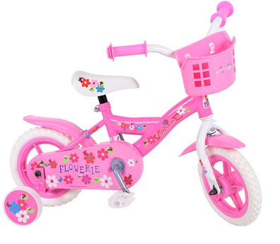 Kinderfahrrad Yipeeh Flowerie für Mädchen 10 Zoll Kinderrad Pink/ Weiß