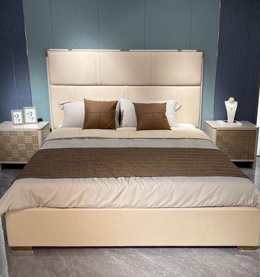 Schlafzimmer Set Bett 2x Nachttisch Design Modern Luxus Betten 3tlg