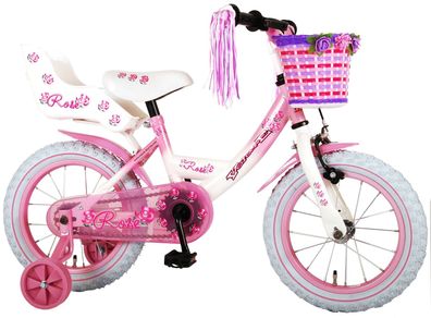 Kinderfahrrad Rose für Mädchen 14 Zoll Kinderrad in Pink/ Weiß