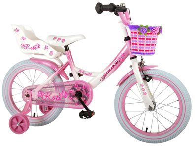 Kinderfahrrad Rose für Mädchen Fahrrad 16 Zoll Kinderrad in Pink/ Weiß