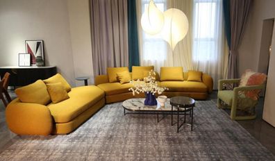 Wohnzimmer Luxus Möbel Ecksofa L Form Couch Design Polsterung Textil