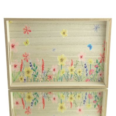 Riffelmacher Tablett Blumenwiese L mit Schmetterlingen 35 x 25 cm - MDF