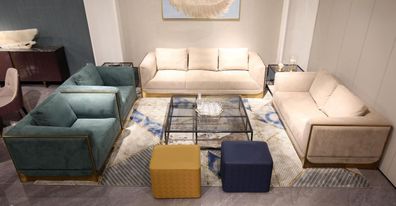 Wohnzimmer Sofagarnitur 3 + 3 Sitzer Modern Set Design Sofa Couch Möbel