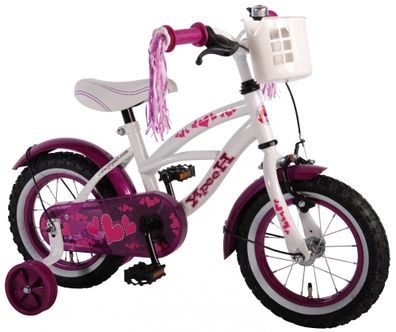 Kinderfahrrad Heart Cruiser für Mädchen 12 Zoll Kinderrad in Weiß/ Lila