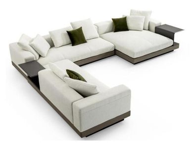 Ecksofa weiß U-Form Luxus Stil Modern Wohnzimmer Sofa Wohnlandschaft