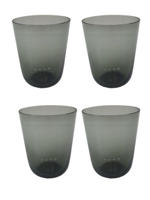 H&M Trinkglas Glas Grau/ Schwarz 4er Set Durchmesser 8cm H 11cm