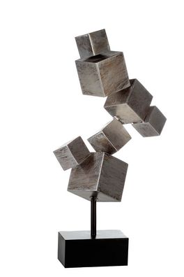 Casablanca Skulptur Cubes Metall, antik-silber Höhe: 56 cm Breite: 27 cm Tiefe: ...