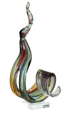 Gilde GlasArt Skulptur "Marea" mehrfarbig, auf Sockel durchgefärbt und mundgeblase...