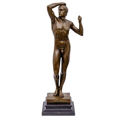 Bronzeskulptur Erotika nach Rodin Bronze Akt Mann Figur Skulptur 47cm Replika