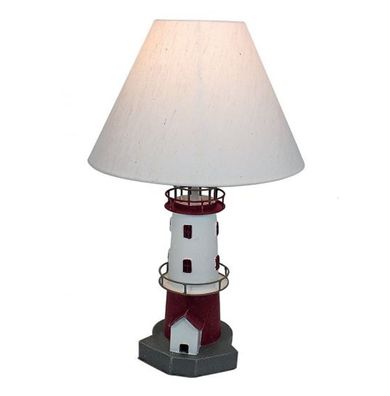 Tischlampe, Tischleuchte mit Leuchtturm, Maritime Schirm Lampe