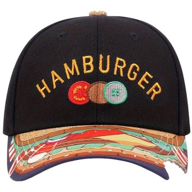 Hamburger Caps & Kappen - Baseball Cap mit Hamburger Motiv und Angebissenem Schirm