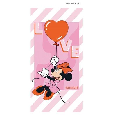 Minnie Mouse Strandtuch, Badetuch, Pink LOVE, 70 x 140 cm (Gr. 70 cm x 140 cm)