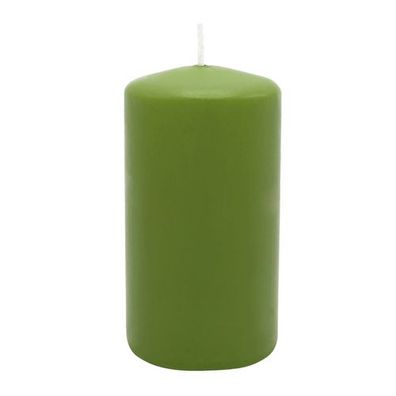 Stumpenkerze aus Paraffin, Olive, WENZEL, 150/80 mm, Brenndauer ca. 73h, selbstverlös