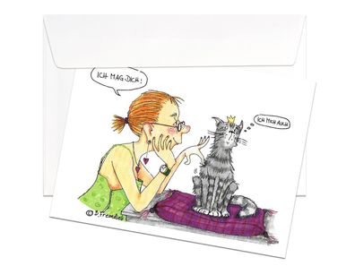Grußkarte Katze Ich mag Dich | Postkarte Frauen Klappkarte B. Freundlieb