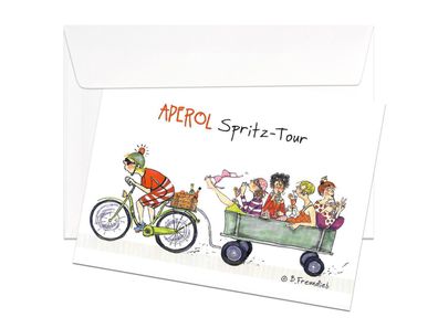 Grußkarte Aperol Spritz-Tour | Postkarte Frauen Klappkarte B. Freundlieb