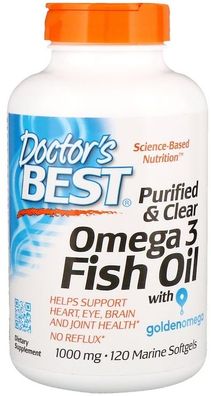 Purified & Clear Omega 3 Fish Oil, 1000mg - 120 marine softgels