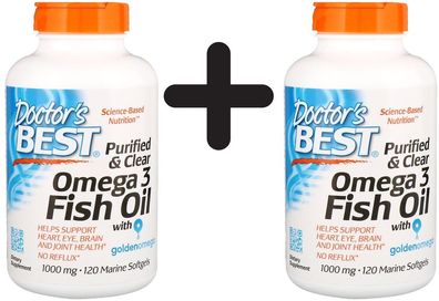 2 x Purified & Clear Omega 3 Fish Oil, 1000mg - 120 marine softgels