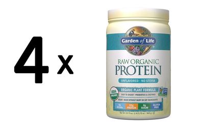 4 x RAW Organic Protein, Unflavored - 568g