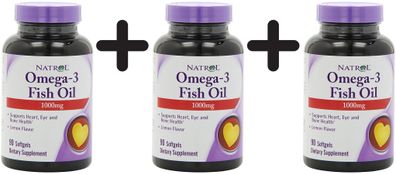 3 x Omega-3 Fish Oil, 1000mg - 90 softgels