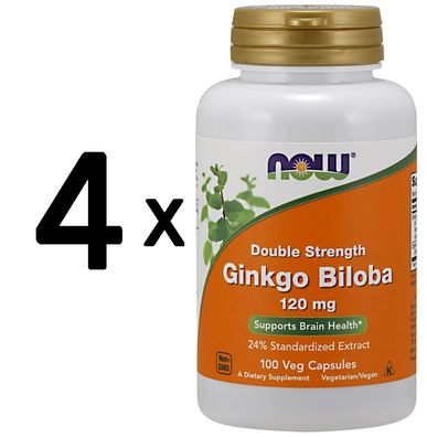 4 x Ginkgo Biloba, 120mg Double Strength - 100 vcaps