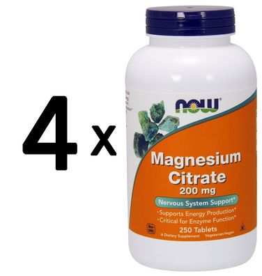 4 x Magnesium Citrate, 200mg - 250 tablets