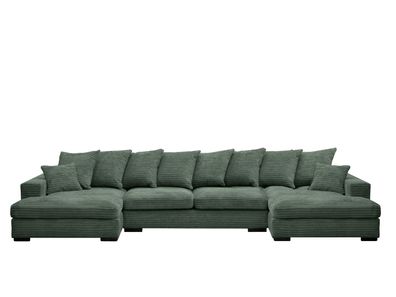 Ecksofa mit schlaffunktion und bettkasten, Sofa U-form, Couch U-form Gabon Grün