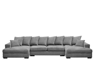 Ecksofa mit schlaffunktion und bettkasten, Sofa U-form, Couch U-form Gabon Grau