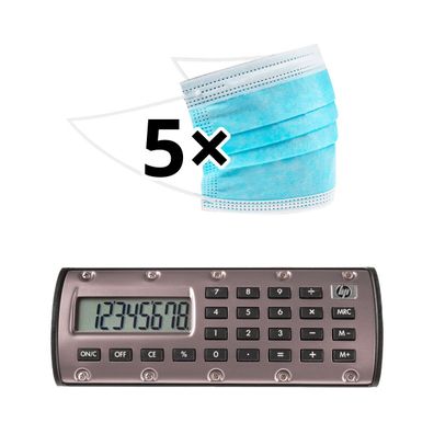 HP Quick Calc -Taschenrechner - bronze und 5x Behelfsmaske blau SET