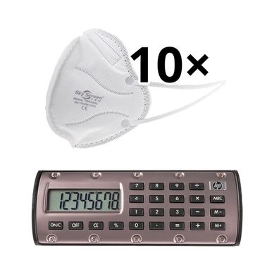 HP Quick Calc - Taschenrechner - bronze und 10x Behelfsmaske weiß SET