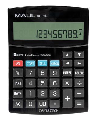 MAUL Tischrechner MTL 800 /12 stellen / Solar- und Batteriebetrieb / Schwarz