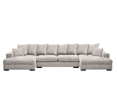 Ecksofa mit schlaffunktion und bettkasten, Sofa U-form, Couch U-form Gabon Perle