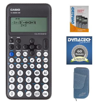 Casio FX-82 DE CW mit Jeans-Tasche, Arbeitsbuch + Garantieverlängerung