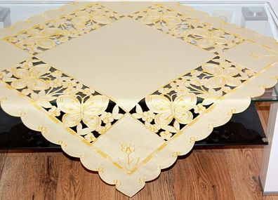 Tischdecke 85x85 Schmetterlinge Gelb Mitteldecke Decke Tischdekoration Frühling