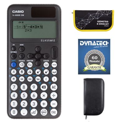 Casio FX-85 DE CW mit schwarzer Tasche, Zirkelset gelb und Garantie